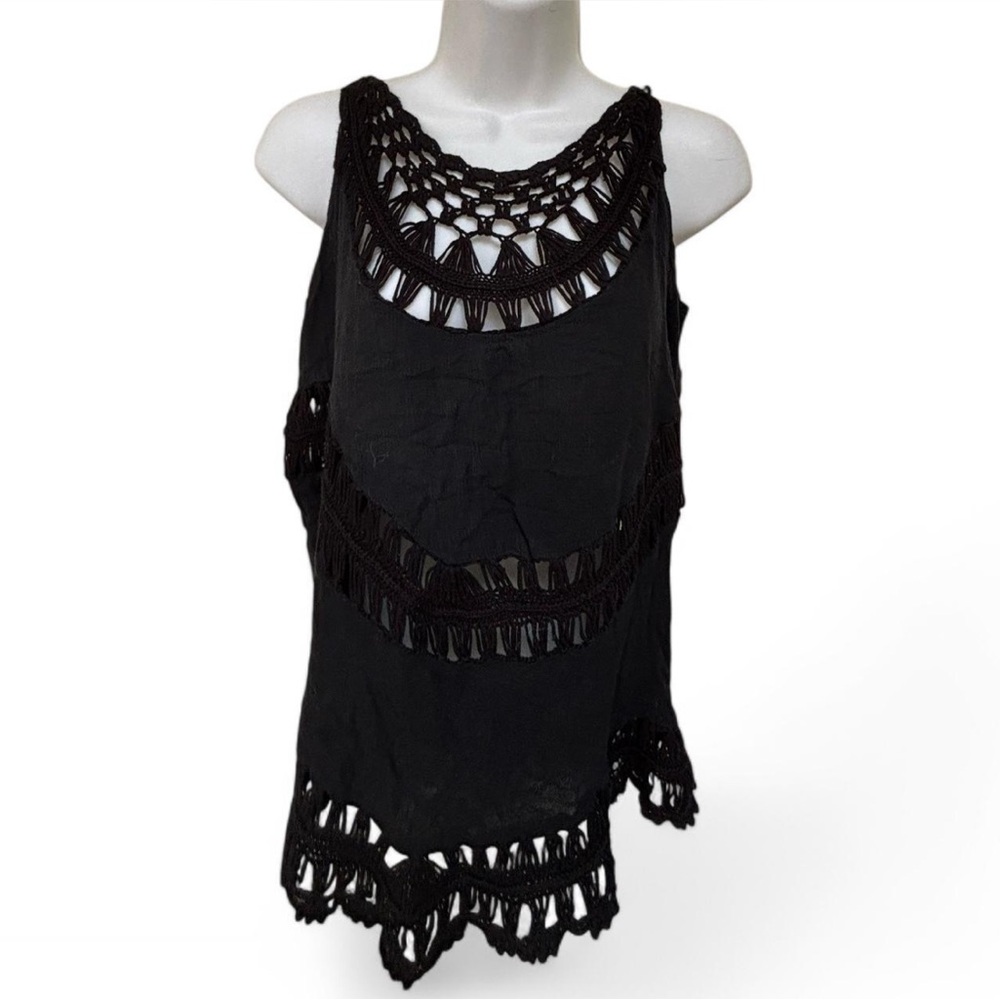 Black Crochet Women's Top, Goth Crochet, Goth Beach Top, Grunge Crochet Top